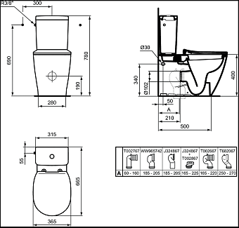 Чаша для унитаза IDEAL STANDARD CONNECT E803701 без сиденья
