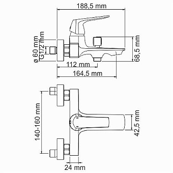 Смеситель для ванны WASSERKRAFT Neime 1901 хром