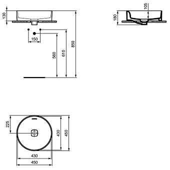 Раковина накладная IDEAL STANDARD STRADA II T296101 45х45см
