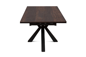 Кухонный стол раскладной AERO 90х160х76см закаленное стекло/керамика/сталь Dark Oak