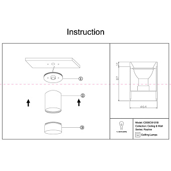 Светильник точечный накладной Maytoni Pauline C008CW-01B 10Вт GU10