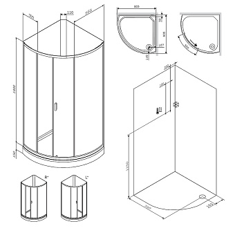 Душевая кабина AM-PM X-Joy W88C-301-090GG 90х90х205см стекло графит