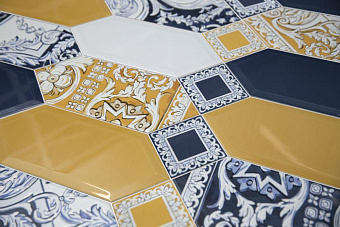 Настенная плитка KERAMA MARAZZI Алмаш 35019 грань жёлтый 34х14см 0,709кв.м. глянцевая