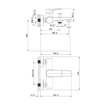 Смеситель для ванны IDDIS Bridge BRDSB00i02WA хром