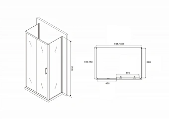 Угловое ограждение Abber Schwarzer Diamant AG30100B-S75B-S75B 195х75см стекло прозрачное