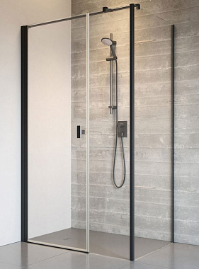 Угловое ограждение RADAWAY Nes 8 Black KDS I 200х140см стекло прозрачное