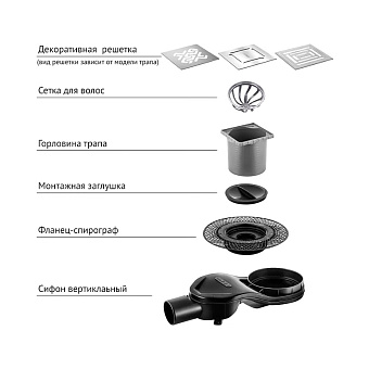 Душевой трап BERGES 91161 36,7х23,5см боковой сток