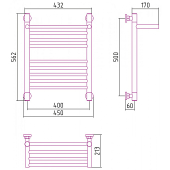 Полотенцесушитель СУНЕРЖА Богема+ с 1 полкой 00-0223-5040 хром