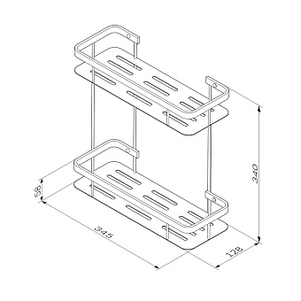 Полка в ванную прямоугольная AM-PM Sense L A7453200 2-ярусная 12,8х34,5см хром