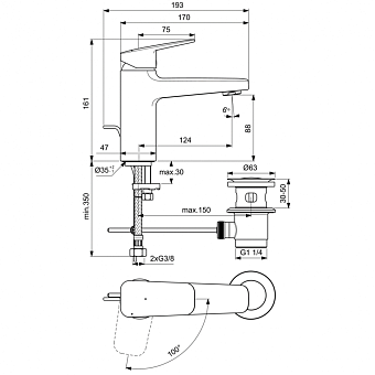 Смеситель для раковины IDEAL STANDARD CERAPLAN BD228AA chrome