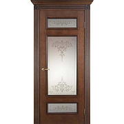 Межкомнатная дверь Porte Vista Classic Рим Кристалл 3 Красный коньяк Шпон 800х2000мм остеклённая