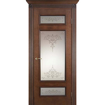 Межкомнатная дверь Porte Vista Classic Рим Кристалл 3 Красный коньяк Шпон 800х2000мм остеклённая
