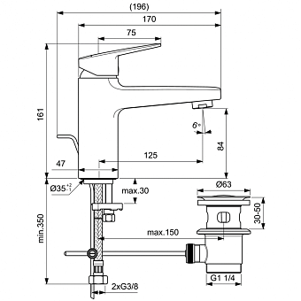 Смеситель для раковины IDEAL STANDARD CERAPLAN BD232AA chrome