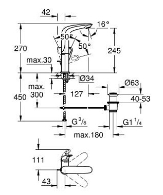 Смеситель для раковины GROHE Eurostyle New 23569LS3 белый