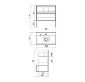 Тумба под раковину напольная SOLE Tesla УТ000063429 48х78х87см