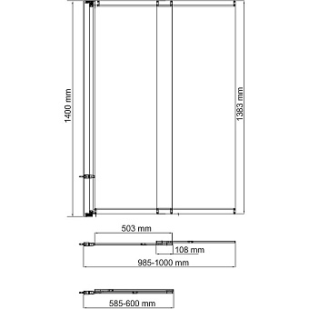 Стеклянная шторка на ванну WASSERKRAFT Main 41S02-100 LM 140х100см