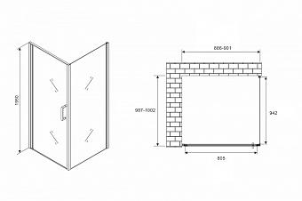 Угловое ограждение Abber Sonnenstrand AG04090B-S100B 195х100см стекло прозрачное