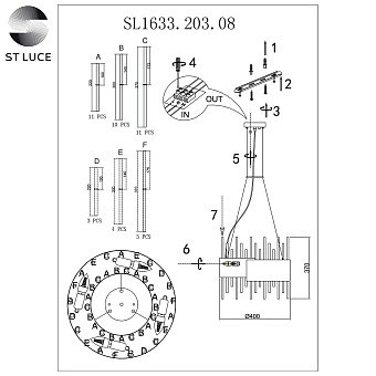 Люстра подвесная ST Luce OLVERA SL1633.203.08 320Вт 8 лампочек E14