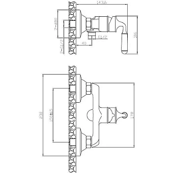 Смеситель для душа ESKO PRAGUE PG 80 матовая бронза