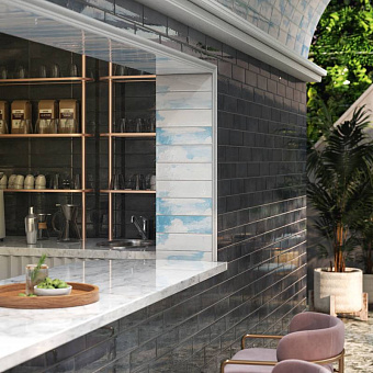 Настенная плитка KERAMA MARAZZI 9044 синий глянцевый 28,5х8,5см 1,07кв.м. глянцевая