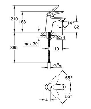 Смеситель для раковины GROHE Eurostyle Solid 23715003 хром