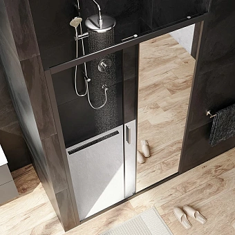 Душевая дверь AM-PM Gem Solo W90G-120-1-195BMir 195х120см стекло зеркальное