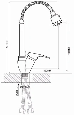 Смеситель для кухни Maxonor MN4313 гибкий излив хром