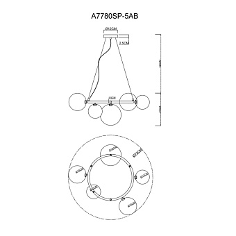 Люстра подвесная Arte Lamp ALBUS A7780SP-5AB 40Вт 5 лампочек G9