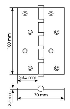 Петля универсальная MORELLI MBU 4BB PG-N 100х70мм золото