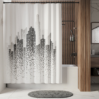 Шторка для ванной WASSERKRAFT Leine 180х180см Белый/чёрный