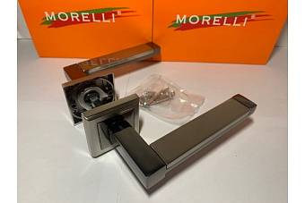 Дверная ручка нажимная MORELLI SANIBEL MH-39 SN/BN-S белый никель/чёрный никель