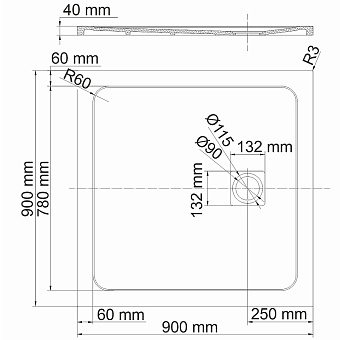 Душевой поддон WASSERKRAFT Neime 19T03 90х90см