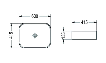 Раковина накладная Azario Pate AZ-78326MB 60х42см