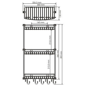 Полка в ванную прямоугольная WASSERKRAFT K-1433 3-ярусная 13х32,6см хром