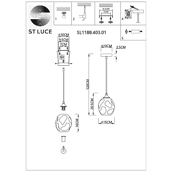Люстра подвесная ST Luce IDESIA SL1188.403.01 40Вт 1 лампочек E14