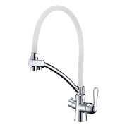 Смеситель для кухни LEMARK Comfort LM3070C-White гибкий излив белый/хром