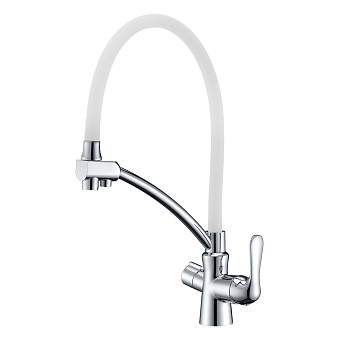 Смеситель для кухни LEMARK Comfort LM3070C-White гибкий излив белый/хром