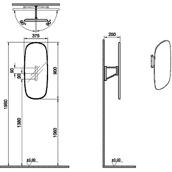 Зеркало VITRA PLURAL 64059 90х38см с регулировкой положения