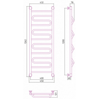 Полотенцесушитель СУНЕРЖА Элегия+ 00-0205-1240 хром