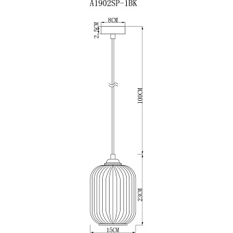 Светильник подвесной Arte Lamp ARWEN A1902SP-1BK 60Вт E27