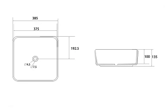 Раковина накладная Abber RECHTECK AC2211MW 38,5х38,5см