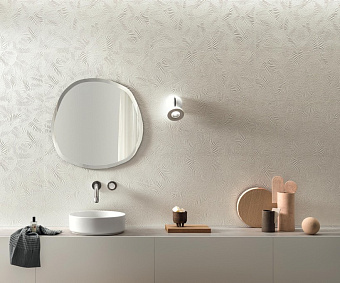 Настенная плитка Atlas Concord Италия 3D Wall A58A Carve Leaf Pearl 40х80см 1,28кв.м. матовая