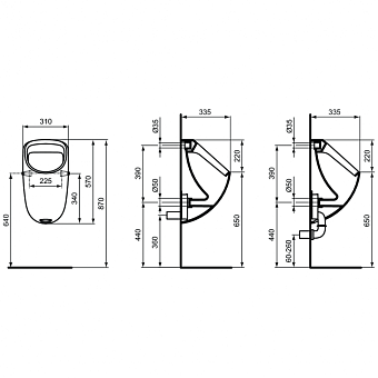 Писсуар IDEAL STANDARD CONNECT E567101 с внутренним подводом воды