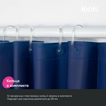 Шторка для ванной IDDIS Promo P05PE18i11 180х180см синий