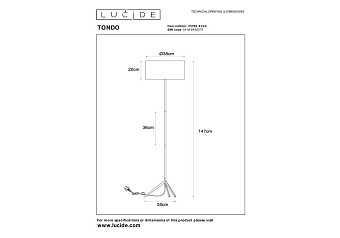 Торшер Lucide TONDO 45790/81/02 60Вт E27