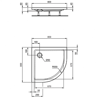 Душевой поддон IDEAL STANDARD HOTLINE K277901 80х80см
