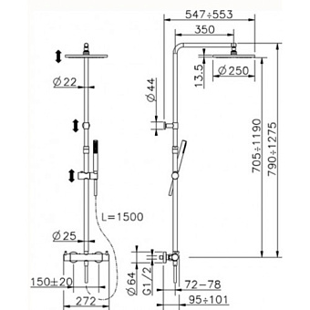 Душевая система Cisal Less New LNC8402D21 хром