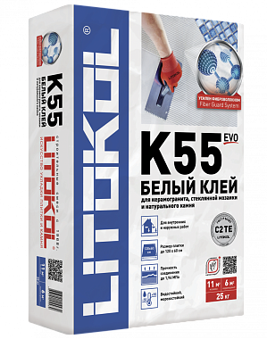 Цементный клей Усиленный фиброволокном LITOKOL LITOPLUS K55 25кг