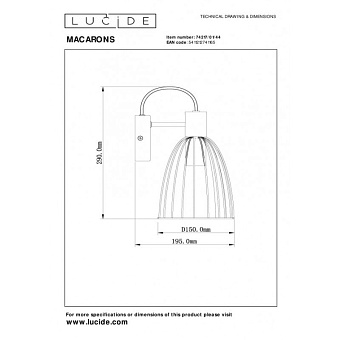 Бра Lucide MACARONS 74217/01/44 40Вт E27