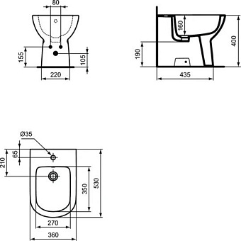 Биде напольное IDEAL STANDARD TEMPO T510101